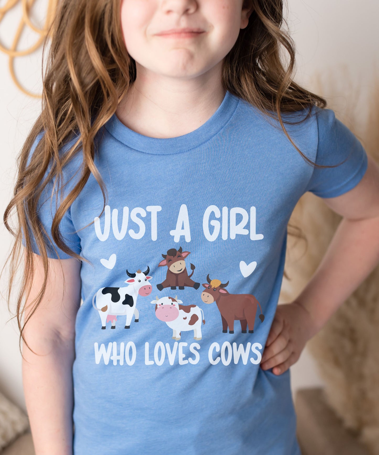 Cow Shirt for Girls Toddler Cow Tshirt Animal Lover Gifts Cow Gift for Kids Cow Birthday Farm Party Just A Girl Who Loves Cows