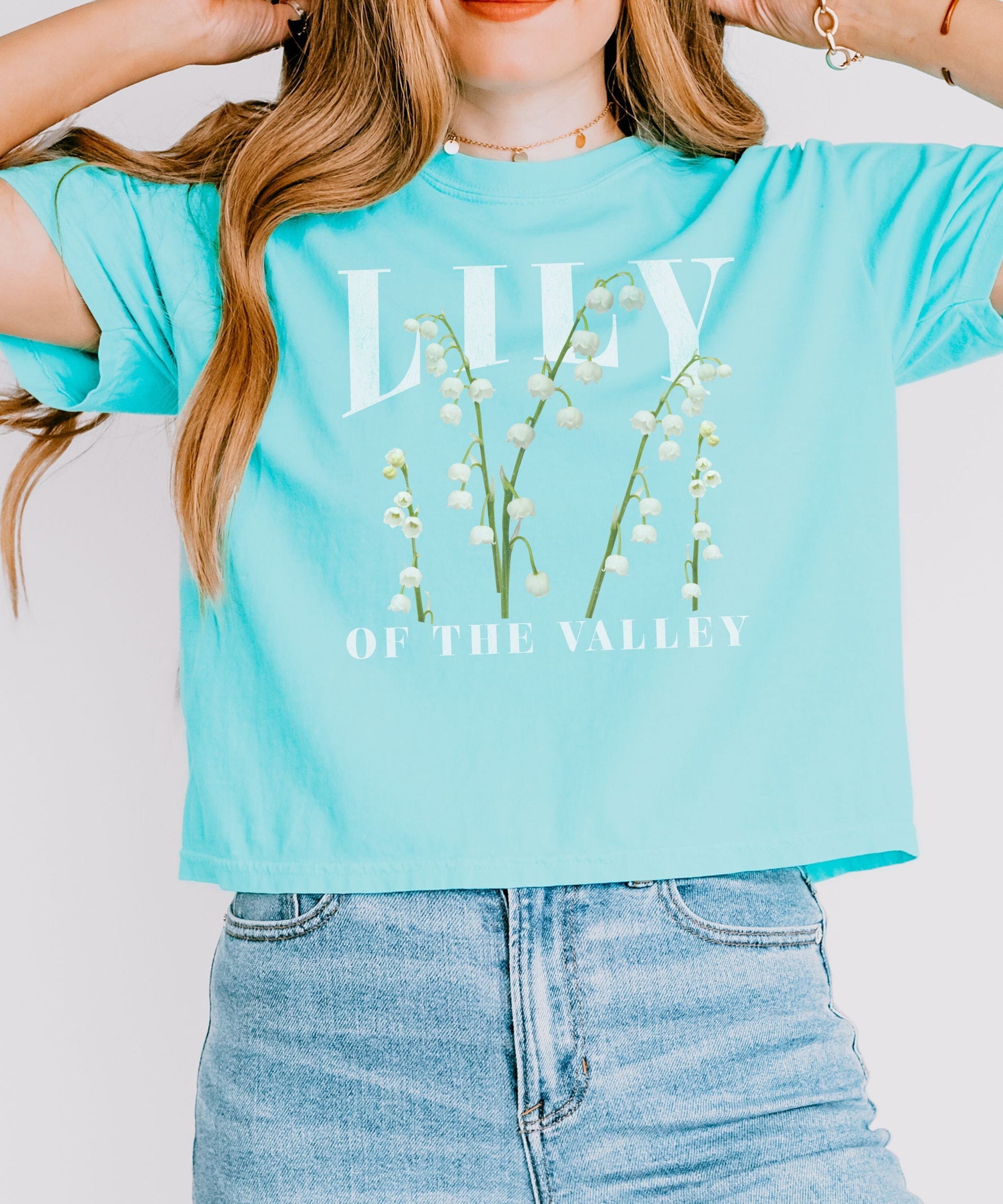 Lily Of The Valley Comfort Colors Boxy Semi Cropped Women's Tee, Granola Girl, Birth Flower Shirt May Birthday Gift, Wild Flowers TShirt