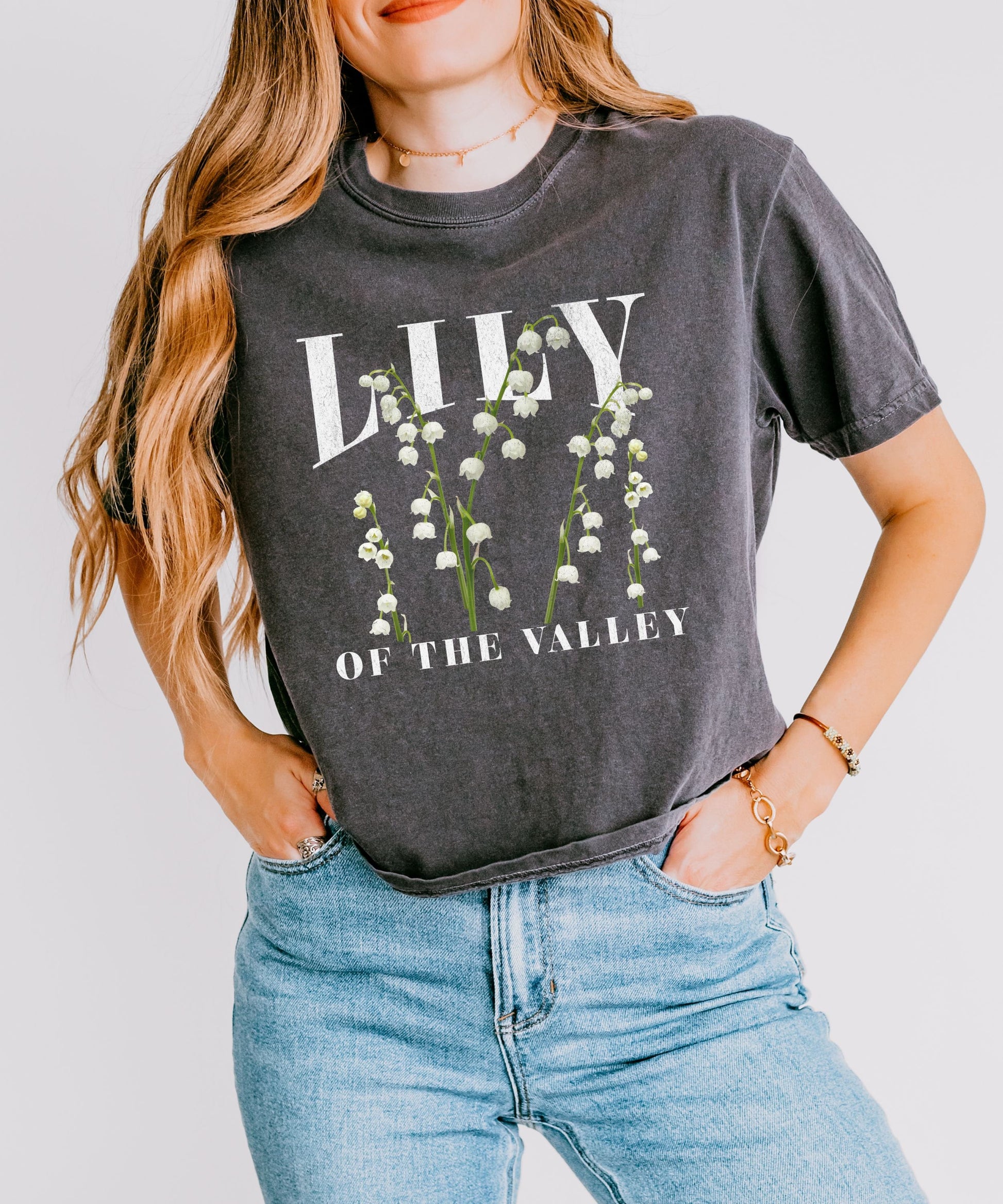 Lily Of The Valley Comfort Colors Boxy Semi Cropped Women's Tee, Granola Girl, Birth Flower Shirt May Birthday Gift, Wild Flowers TShirt